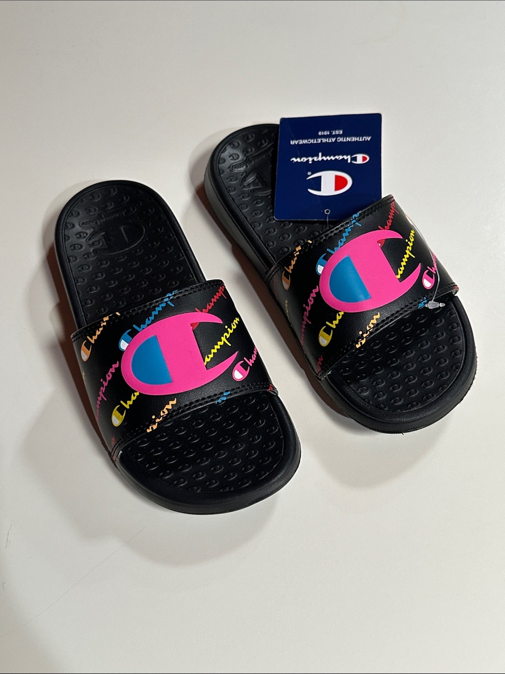 Champion Kids Black Slide Sandals